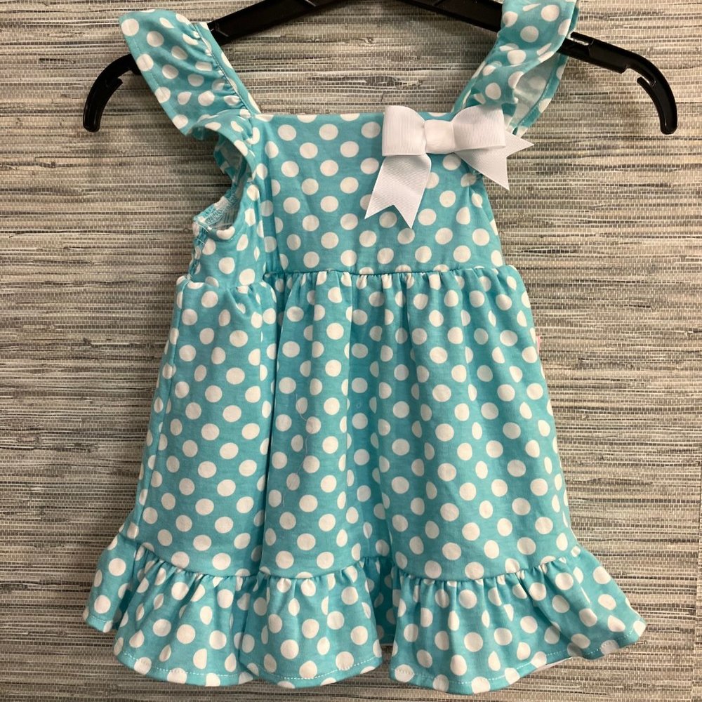 NWT!  RARE EDITIONS Size 2T-Adorable Polka Dot Ruffled & Smocked Turquoise Dress